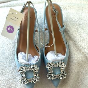 Annette sling back heels. New day. Blue denim. New never worn, with box